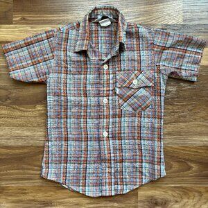 Vintage 70s Levi Strauss & Co. Boy's Plaid Casual Button Up Shirt